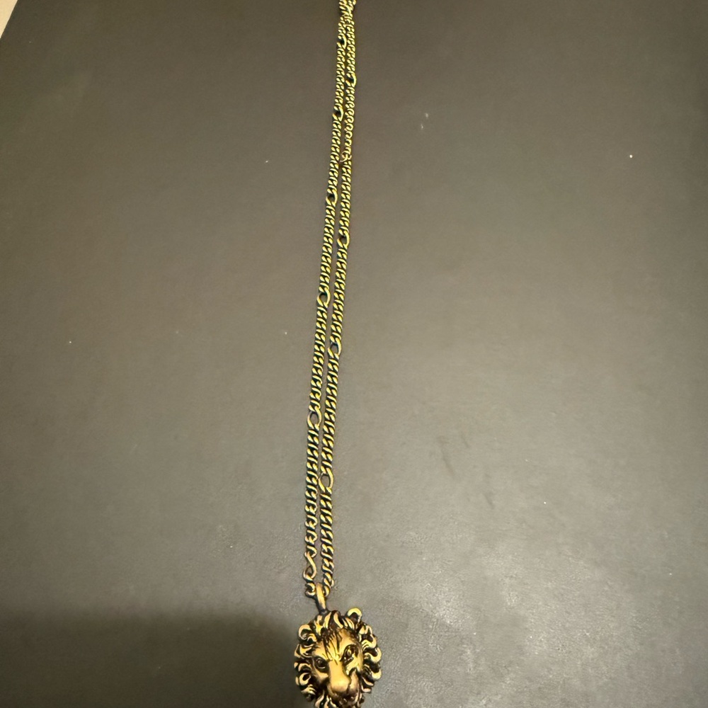 Gucci Gold Lion Pendant Necklace